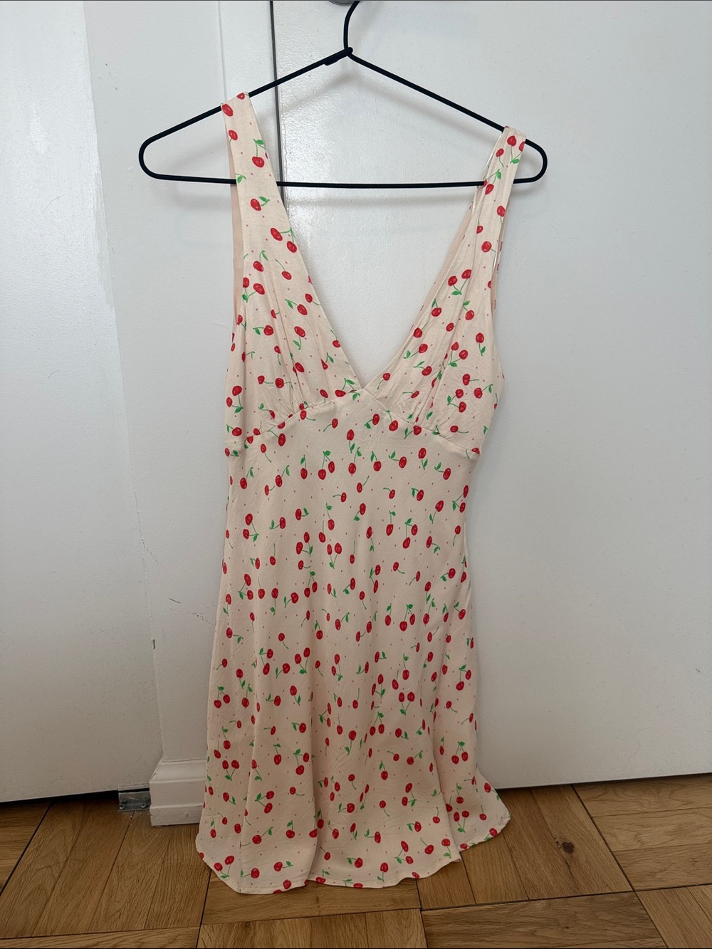 Zara Cream Midi Dress with Red Cherry Print